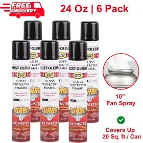 Rust-oleum 320066068647 334128-6pk Stops Turbo Spray Paint 24 Oz Gloss Black 6 Pack