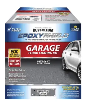 327081 Rust-oleum Epoxyshield Garage Floor Coating Dark Gray 2 Part Epoxy Kit