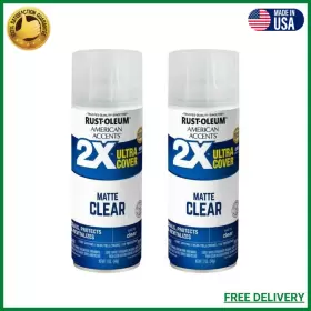 327862 Rust-oleum Clear American Accents 2x Ultra Cover Matte Spray Paint- 12 Oz 2 Pk