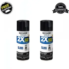 327870 Rust-oleum Black American Accents 2x Ultra Cover Gloss Spray Paint 12 Oz 2 Pack