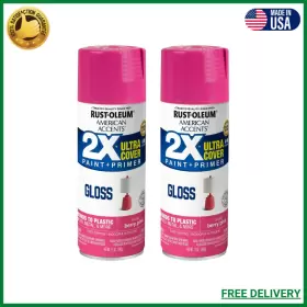 327876 Rust-oleum Berry Pink American Accents 2x Ultra Cover Gloss Spray Paint 12 Oz 2 Pack