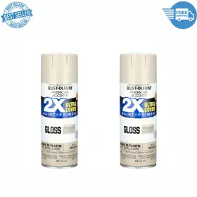 327891 Rust-oleum Almond American Accents 2x Ultra Cover Gloss Spray Paint- 12 Oz 2pk