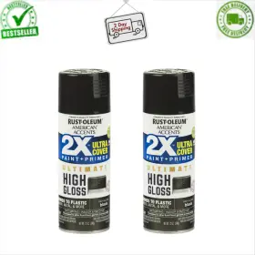 328374 Rust-oleum All Surfaces 2x Ultra Cover Ultimate High Gloss Black Spray Paint And Primer 24 Oz
