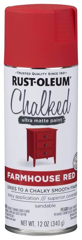 Rust-oleum 329193 12 Ounce Chalked Spray Paint Farmhouse Red Easy Use Ultra Matte Fi