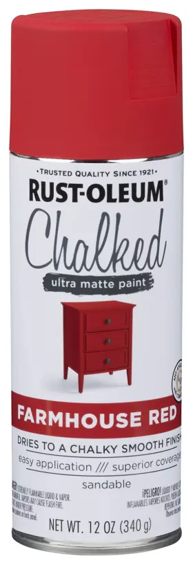 329193 Rust-oleum 12 Ounce Chalked Spray Paint Farmhouse Red Easy Use Ultra Matte Fi