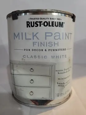 331049 Rust-oleum Matte Classic White Water-based Acrylic Milk Paint 1 Quart 32oz Furniture