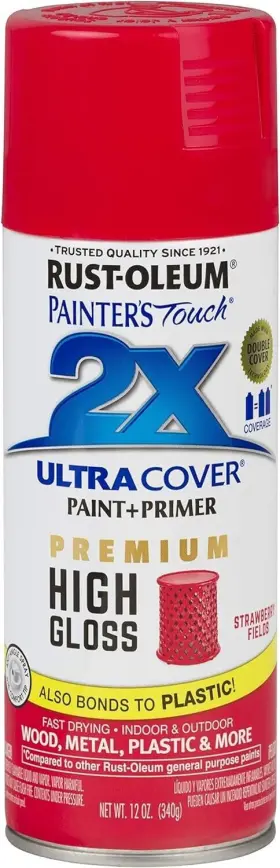 331180 Rust-oleum 2pack Painters Touch 2x Cover Spray Paint High Gloss Strawberry 12oz