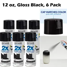 Rust-oleum 334026-6pk Painters Touch 2x Ultra Cover Spray Paint 12 Oz Gloss Black 6 Pack