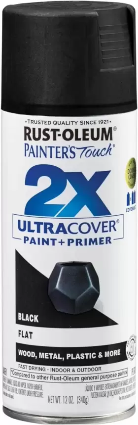 334020 Rust-oleum 334026 Painters Touch 2x Ultra Cover Spray Paint 12 Oz Flat Black