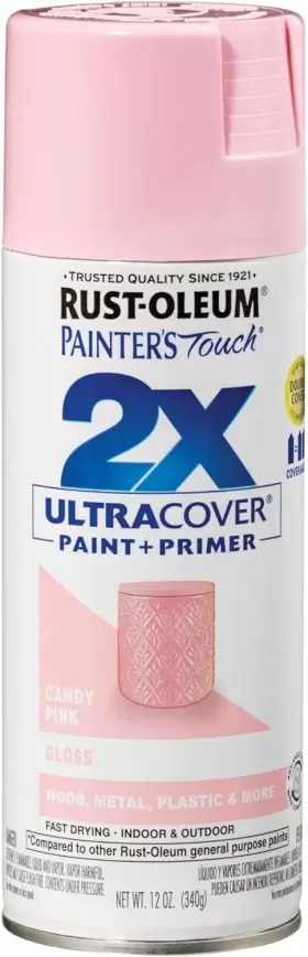 334028 Rust-oleum Painters Touch 2x Ultra Cover Spray Paint 12 Oz Gloss Candy Pink