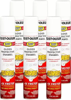 Rust-oleum 334133-6pk Stops Turbo Spray Paint 24 Oz Gloss White 6 Pack