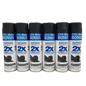 336099 Rust-oleum 6pk 2x Ultra Cover Spray Paint And Primer Flat Black