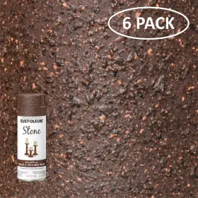 342731 Rust-oleum 6 Pack Stone Creations Spray 12 Oz Mineral Brown