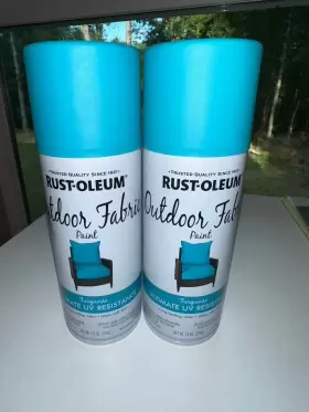 352124 Rust-oleum 2 Cans Outdoor Fabric Paint - Turquoise Brand New Ultimate Uv