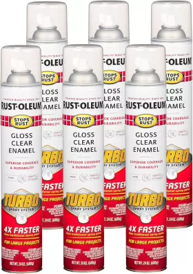 353345 Rust-oleum 353345-6pk Stops Turbo Spray Paint 24 Oz Gloss Clear 6 Pack