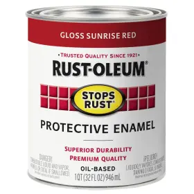 353581 Rust-oleum Stops Gloss Sunrise Red Oil-based Industrial Enamel Paint Quart