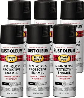 353685  Rust-oleum 7798830-6pk Stops Spray Paint Semi-gloss Black 12 Ounce 6-pack
