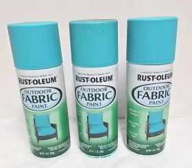 358842 Rust-oleum Lot Of 3 Cans Outdoor Fabric Spray Paint Turquoise Rustoleum
