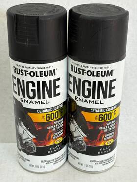 Rust-oleum 363571 Lot Of 2 Rustoleum Flat Black Engine Enamel Ceramic Coating Up To 600