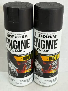 363571 Rust-oleum Lot Of 2 Rustoleum Flat Black Engine Enamel Ceramic Coating Up To 600
