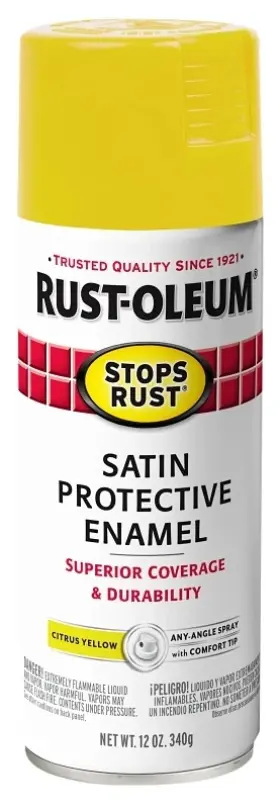 365144 Rust-oleum Satin Protective Enamel Spray Paint Stops Citrus Yellow 12oz 3 Pack