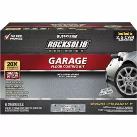 365193 Rust-oleum Rocksolid Polycuramine 2.5 Car Garage Floor Kit Gray High Gloss