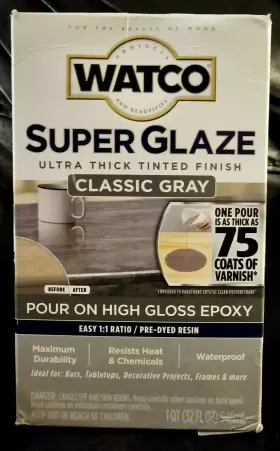 365338 Rust-oleum Watco Super Glaze Pour On High Gloss Epoxy 1 Quart Classic Gray Nib