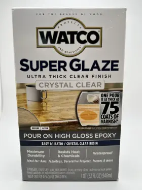 365342 Rust-oleum Watco Super Glaze Pour On High Gloss Epoxy 1 Quart Ultra Thick Crystal Clear New