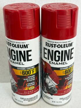 Rust-oleum 366432 Lot Of 2 Rustoleum Gloss Industrial Red Engine Enamel Ceramic Coating
