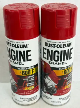 366432 Rust-oleum Lot Of 2 Rustoleum Gloss Industrial Red Engine Enamel Ceramic Coating