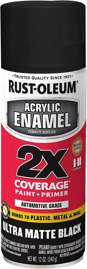372699 Rust-oleum Acrylic Enamel 2x Spray Paint 12 Oz Ultra Matte Black