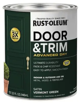 376514 Rust-oleum 32 Oz Satin Vermont Green Door And Trim Paint Water Based Fast Drying