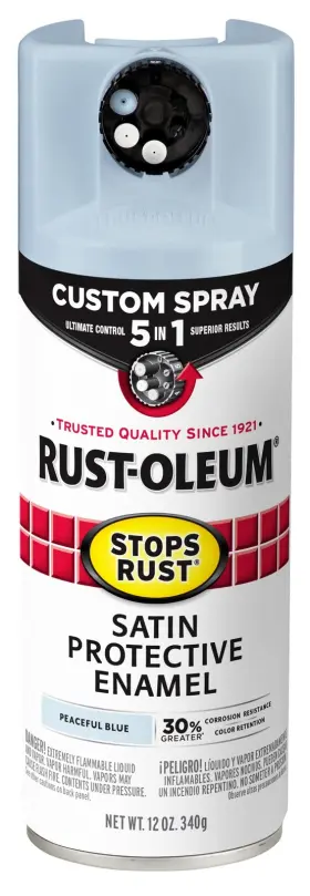 376882 Rust-oleum Stops Custom Spray 5-in-1 Paint 12 Oz Satin Peaceful Blue