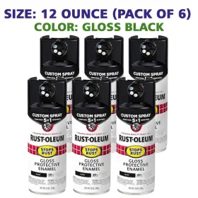 Rust-oleum 376884-6pk Spray 5-in-1 Paint 12 Oz Gloss Black 6 Pack