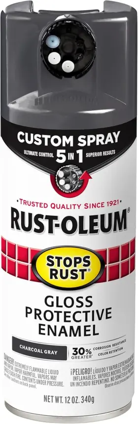 376888 Rust-oleum Stops Custom Spray 5-in-1 Paint 12 Oz Gloss Charcoal Gray