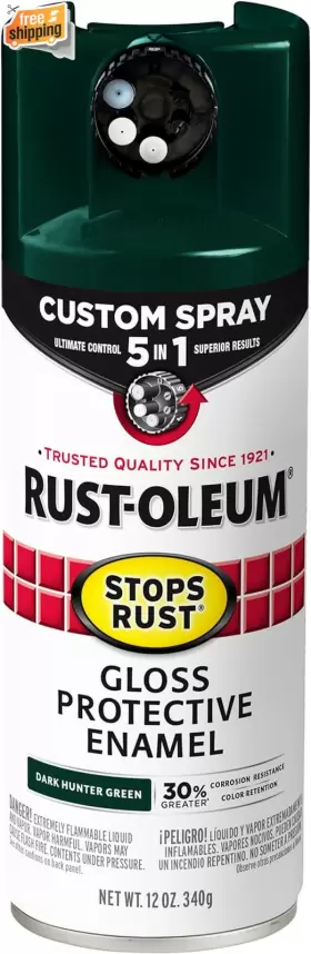 376902 Rust-oleum Stops Custom Spray 5-in-1 Paint 12 Oz Gloss Dark Hunter Green