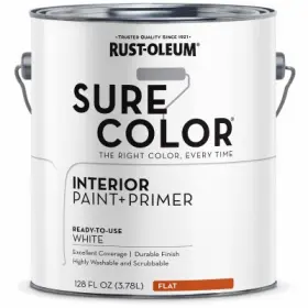 380215 Rust-oleum 2 Pack - Sure Color Interior Wall Paint And Primer Flat White 1 Gallon