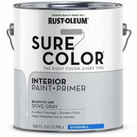 380223 Rust-oleum 2 Pack - Sure Color Interior Wall Paint And Primer Eggshell Dove Gray 1 Gallon 3