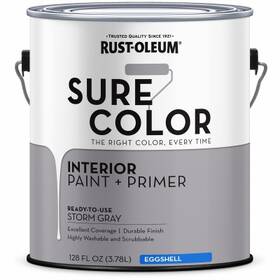 Rust-oleum 380224 2 Pack - Sure Color Interior Wall Paint And Primer Eggshell Storm Gray 1 Gallon