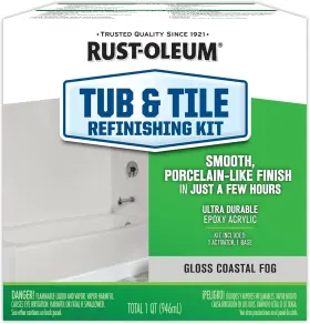2-part  Rust-oleum 384166 Acrylic Tub And Tile Refinishing Kit Gloss Coastal Fog