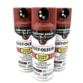 385008 Rust-oleum Satin Protective Enamel Spray Paint 12 Oz Lot Of 3 Brick Red