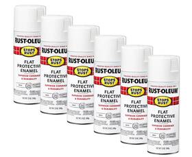 Rust-oleum 388006 Rust-oleum Stops Flat White Protective Enamel Spray Paint 6 Pack 12oz Cans