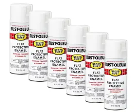 388006 Rust-oleum Stops Flat White Protective Enamel Spray Paint 6 Pack 12oz Cans