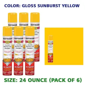 393376 Rust-oleum 393376-6pk Stops Turbo Spray Paint 24 Oz Gloss Sunburst Yellow 6 Pack