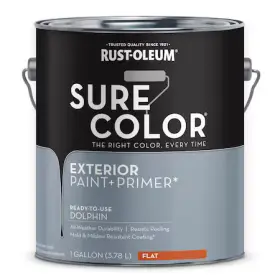 394673 Rust-oleum Exterior Paint And Primer Flat Water Base Dolphin