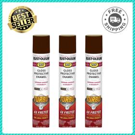 Rust-oleum 398662 Rust-oleum Stops Turbo Spray Paint Leather Brown Gloss Enamel 24 Oz 3pk