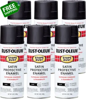 Rust-oleum 445006291275 7777830-6pk Stops Spray Paint 12 Oz Satin Black 6 Pack