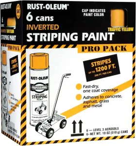 Rust-oleum 445008446451 Professional Striping Spray Paint Contractor 18 Oz Pack Of 6 Yellow