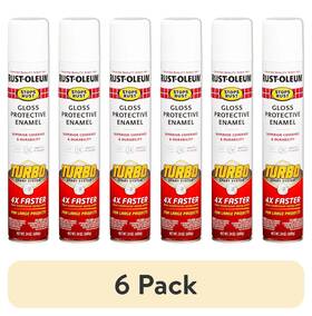 Rust-oleum 445008468477 6 Pack White Rust-oleum Stops Gloss Turbo Protective Enamel Spray Paint