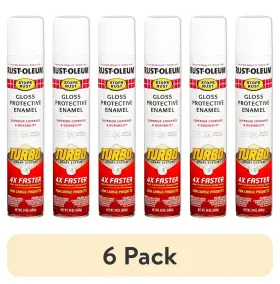 Rust-oleum 445008468477 6 Pack White Stops Gloss Turbo Protective Enamel Spray Paint